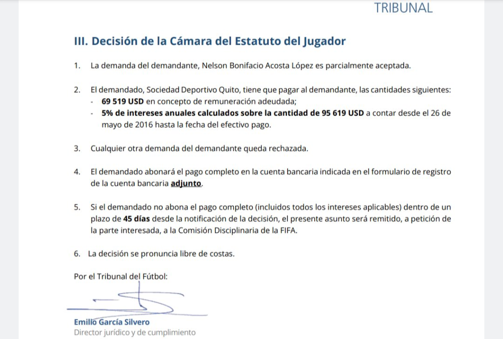 La deuda de Deportivo Quito